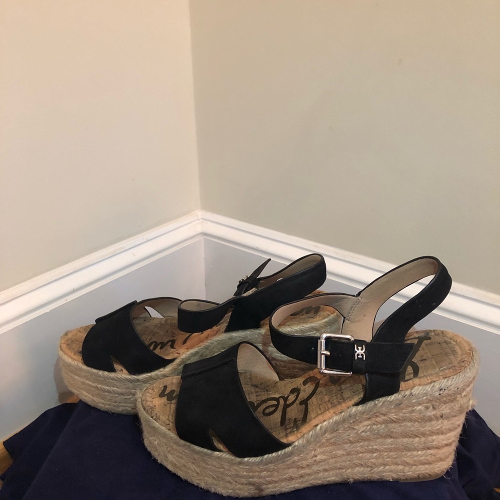 Black Wedge Sandals